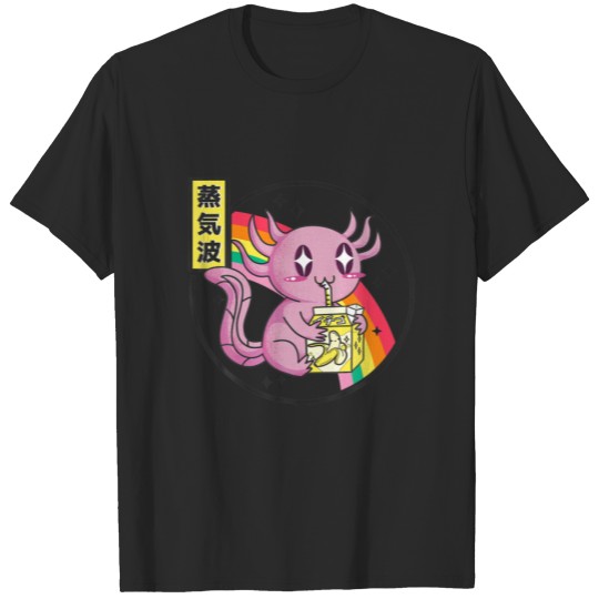 Axolotl Drinking Banana Milk Japan Kawaii Otaku Va T-shirt