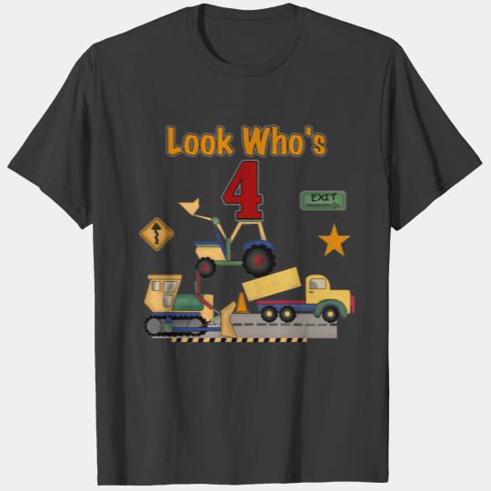 Construction Vehicles 4th Birthday Ts T-shirt