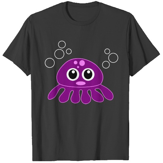 Cute Cartoon Purple Octopus T-shirt