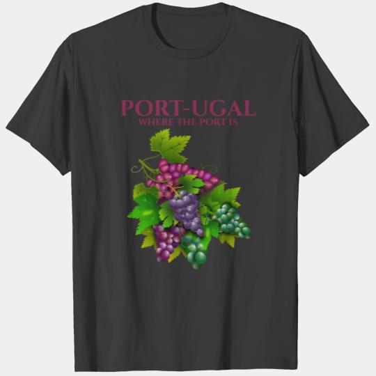 Portugal grape illustration fun where the port is T-shirt