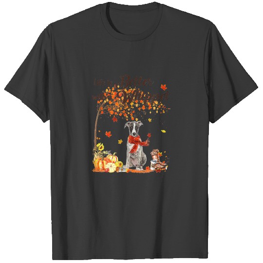 Whippet Maple Tree Thanksgiving Day Cute Dog Fall T-shirt