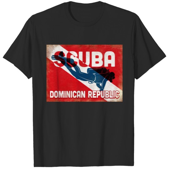 Discover Dominican Republic Scuba Diver - Blue Retro T-shirt