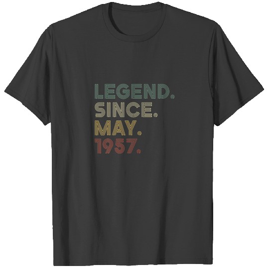 Discover Vintage 65Th Birthday Legend Since May 1957 65 Yea T-shirt