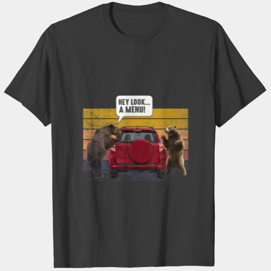 Discover Hey Look A Menu Camping Camper Retro Vintage Funny T-shirt