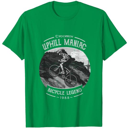 Discover Uphill Maniac Cycling Graphic Design T-shirt