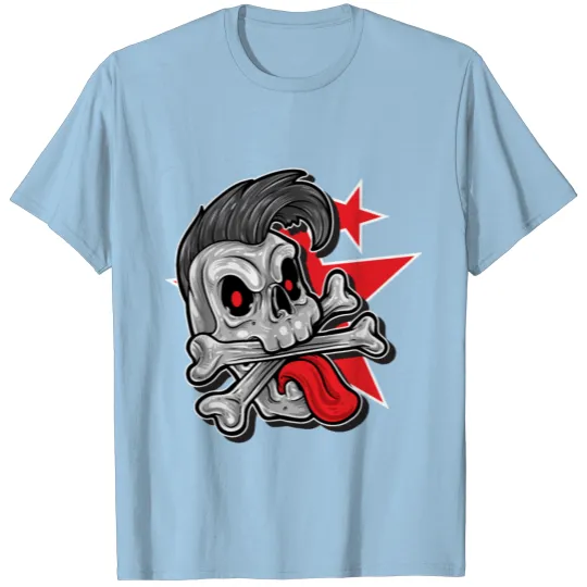 Discover Cartoon Skull Punk T-shirt