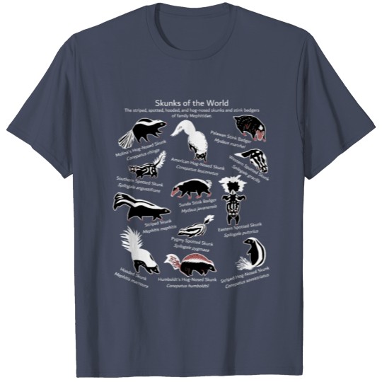 Discover Skunks Of The World Species Of Mephitidae T-shirt