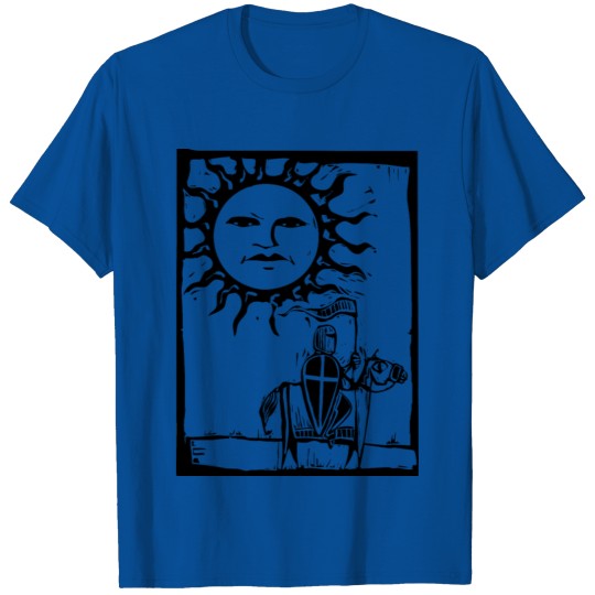 Discover Knight beneath sun - woodcut T-shirt