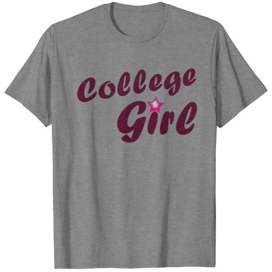 College Girl; Star; pink; red; shiny; highschool T-shirt