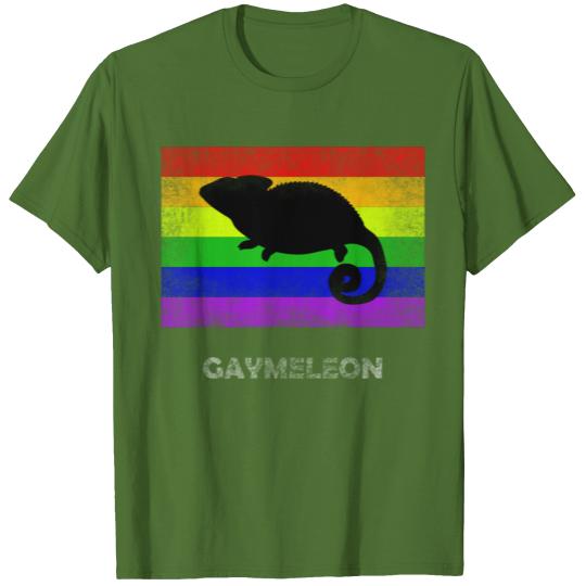 Gay Chameleon Rainbow flag Grunge LGBT T-shirt