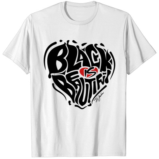 Discover Black Is Beautiful w / red heart T-shirt