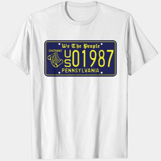 Pennsylvania 1987 Constitution License Plate T-shirt