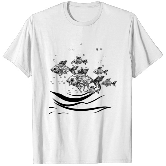 Discover GIFT - FISHES BLACK T-shirt