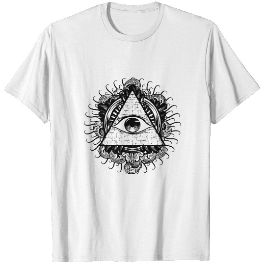 ILLUMINATI EYE Indie Retro Tattoo Tee Sketch Pyram T-shirt