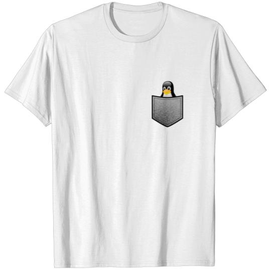 Discover Funny Linux Mascot Tux In My Pocket T-shirt