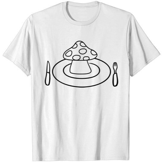 Discover cutlery plate knife fork midday mushroom fly agari T-shirt