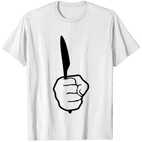 Discover cool knife hand hold cutlery food go hunger lunch T-shirt