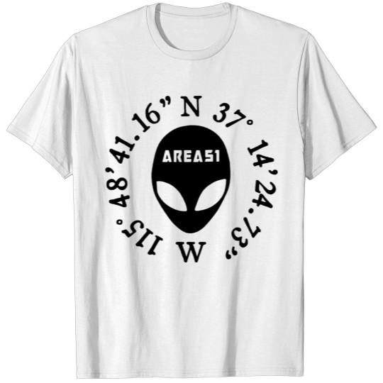 Discover Area 51 Coordinates T Shirt Alien Head Tee Shirt U T-shirt