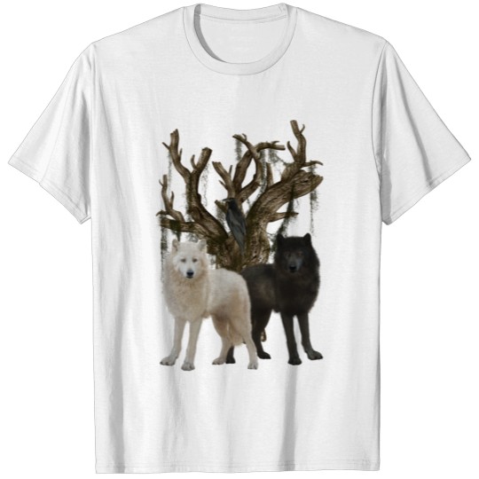 Discover Awesome wolf in black and white T-shirt