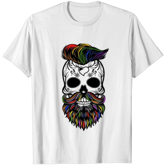Discover LGBT Sugar Skull Gay Pride CSD Beard Style T-shirt