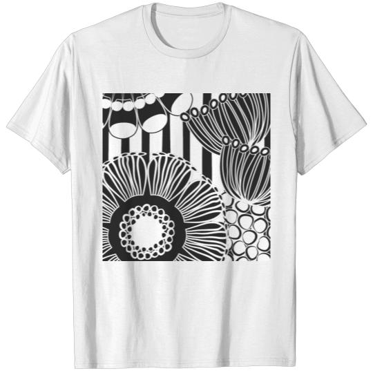 Discover Floral Design 3 in Black and White T-shirt