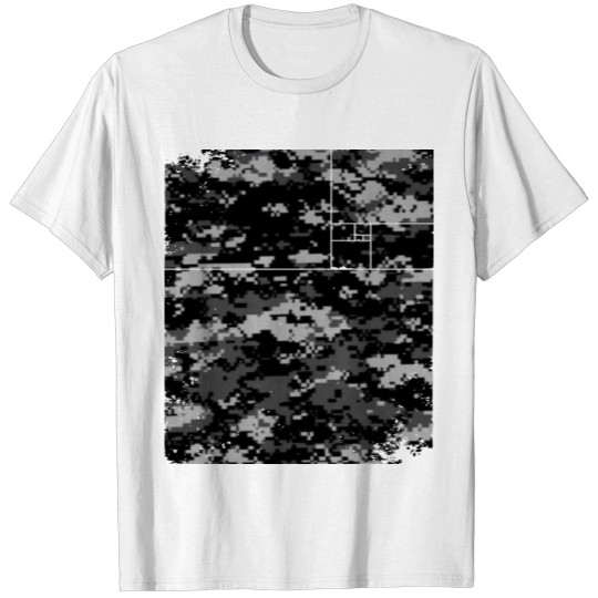 Discover Square camouflage pattern black T-shirt