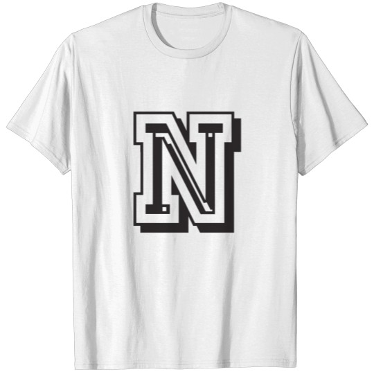 Discover Letter N in college font university high school US T-shirt