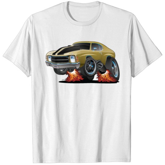 Classic American Seventies Muscle Car Cartoon T-shirt