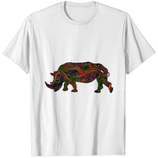 Discover Rhino Lovers Vibrant Artists String Illustration T-shirt