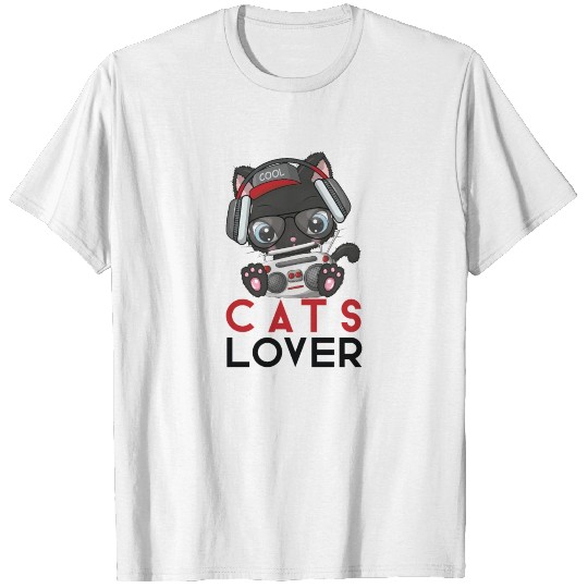Discover Cats lover Dj cat. Cat Listening Music with Headph T-shirt