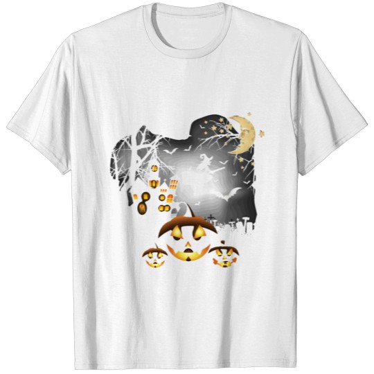 Discover Haunted House Shirt Flying Witch Jack O Lantern T-shirt