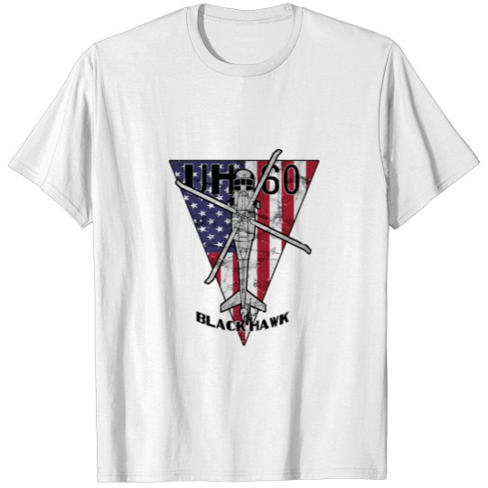 Discover Uh-60 Black Hawk Military Helicopter Patriotic Vin T-shirt
