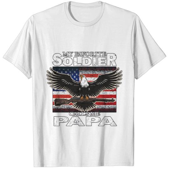 Discover My Favorite Soldier Calls Me Papa USA Flag Dad T-shirt
