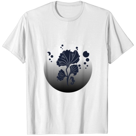 Discover Underwater Kingdom - Black and White Plant Artwork T-shirt