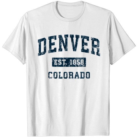 Discover Denver Colorado Co Vintage Sports Design Navy Prin T-shirt