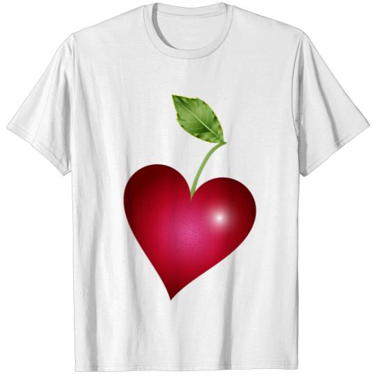 Discover beautiful crunchy dark red cherry in heart shape T-shirt