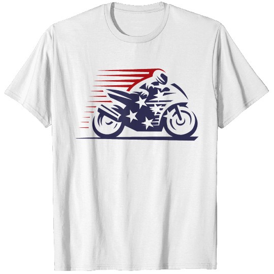 American Flag Super Bike Moto GP independence day T-shirt