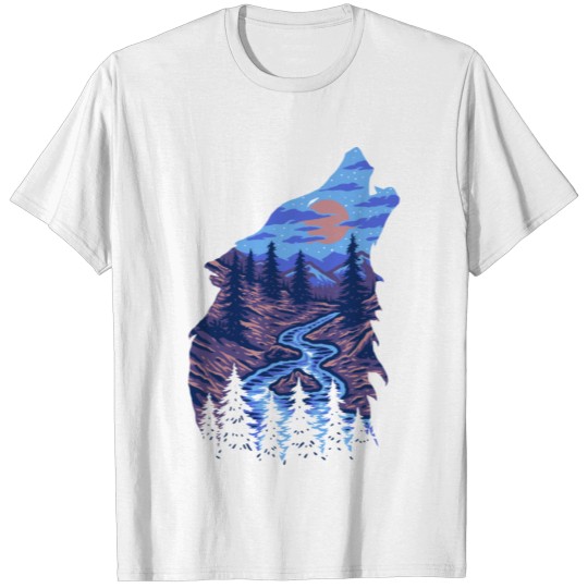 Discover wolf forest landscape T-shirt