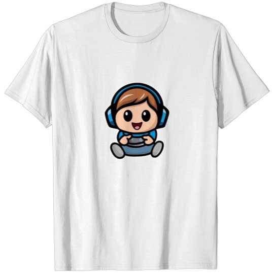 Discover Kawaii Chibi GAMER BOY Cute Adorable Blue T-shirt