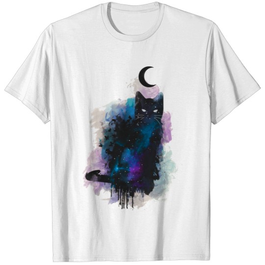 Discover Night moon black cat T-shirt