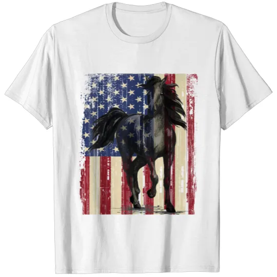 Discover Horse American Flag Horseback Riding Horse Lover T-shirt