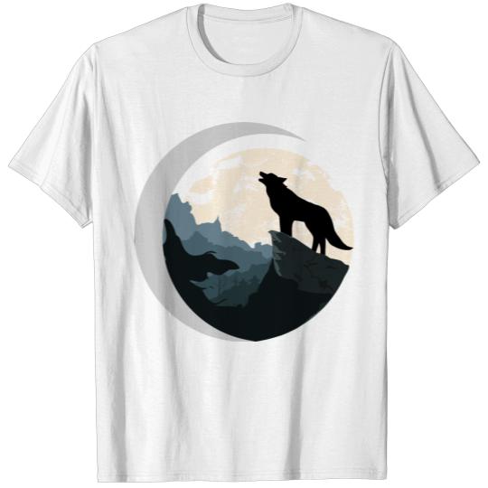 Discover Dog barking at moon in night T-shirt