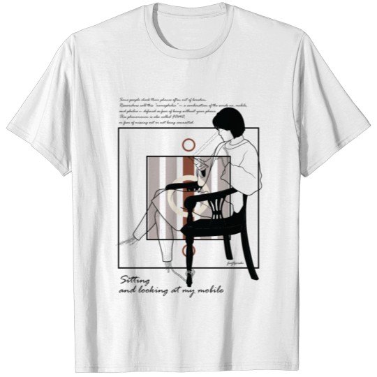 Discover Sitting and looking at my mobile version 2 T-shirt
