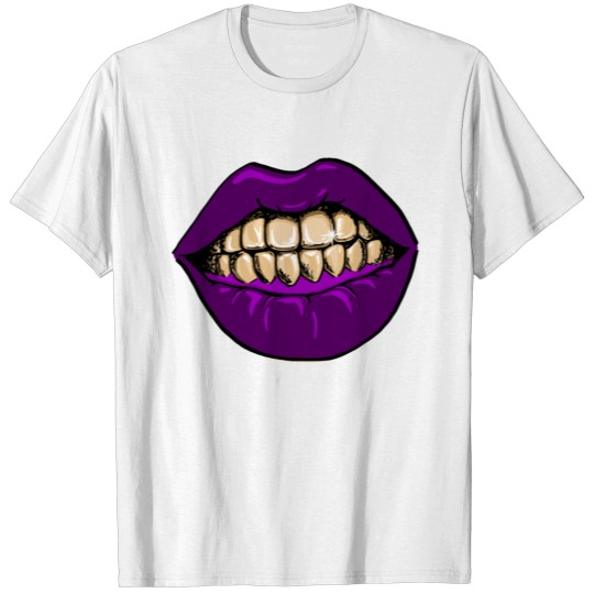 Discover Woman Lips Purple Grill T-shirt