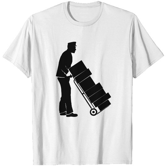 Worker Moving Trolley Sil T-shirt