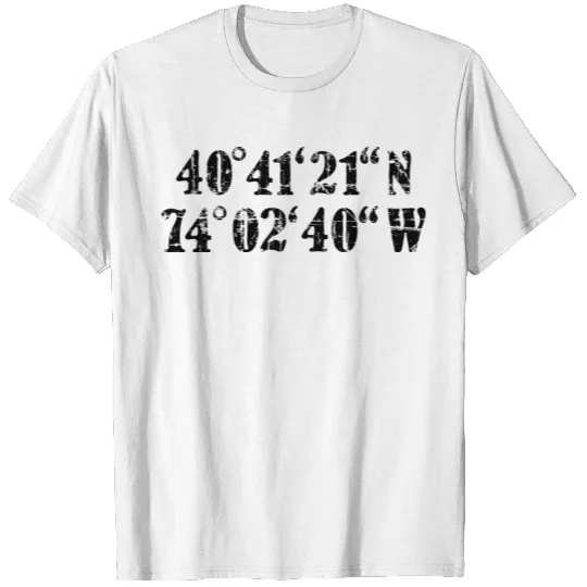 Statue of Liberty Coordinates (Vintage Black) T-shirt