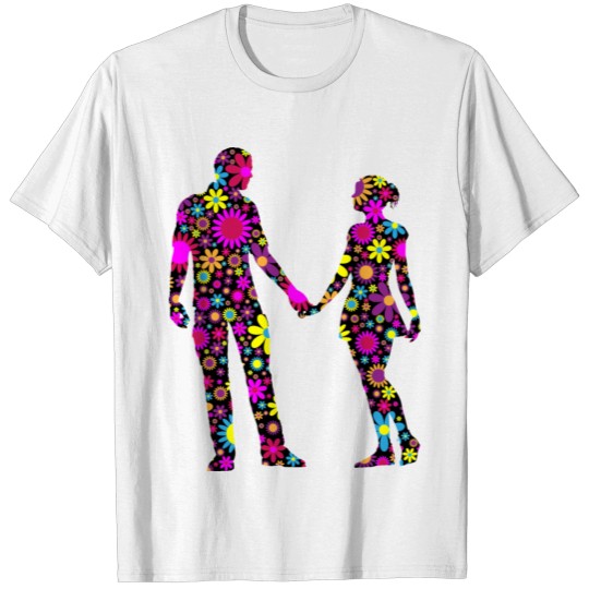Discover Floral Couple Silhouette T-shirt