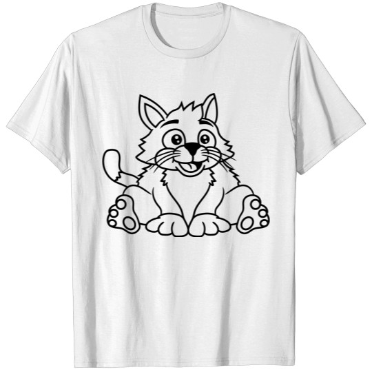sitting fat fat gray cute cute cat kitten waving c T-shirt