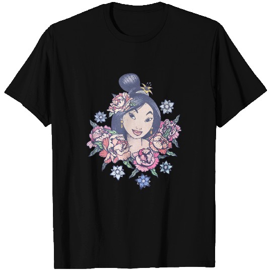 Disney Mulan Floral Sketch Portrait T-Shirt