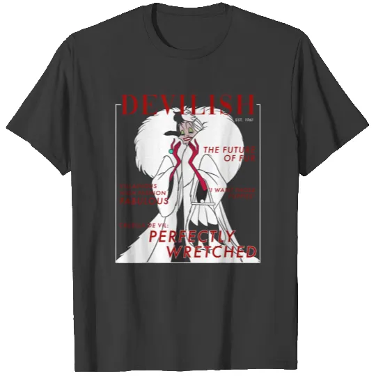 Disney Villains Halloween Cruella Magazine Cover T-Shirts